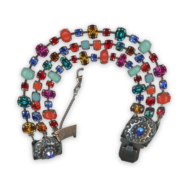 Bracelet By Mariana Woman Sassy Coral, Blue Zircon and Fuchsia Swarovski Crystals