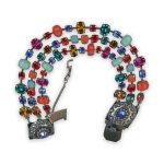 Bracelet By Mariana Woman Sassy Coral, Blue Zircon and Fuchsia Swarovski Crystals - Image 3