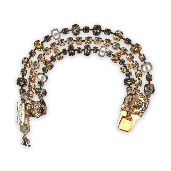 Bracelet By Mariana Woman Exquisite Golden Shadow and Peach Swarovski Crystals