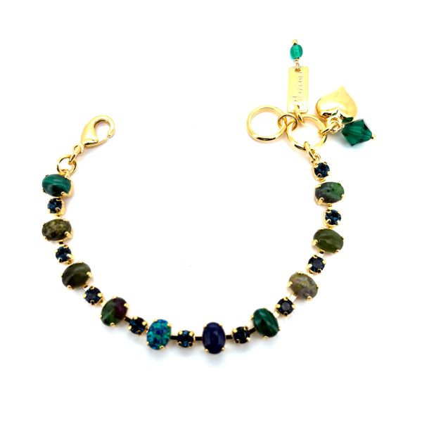 Bracelet by Mariana Woman Fab Jade and Lapis Lazuli Minerals and Blue Swarovski Crystals