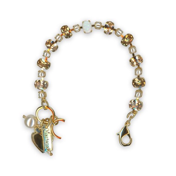 Bracelet By Mariana Woman Elegant Pearl and Golden Shadow Swarovski Crystals