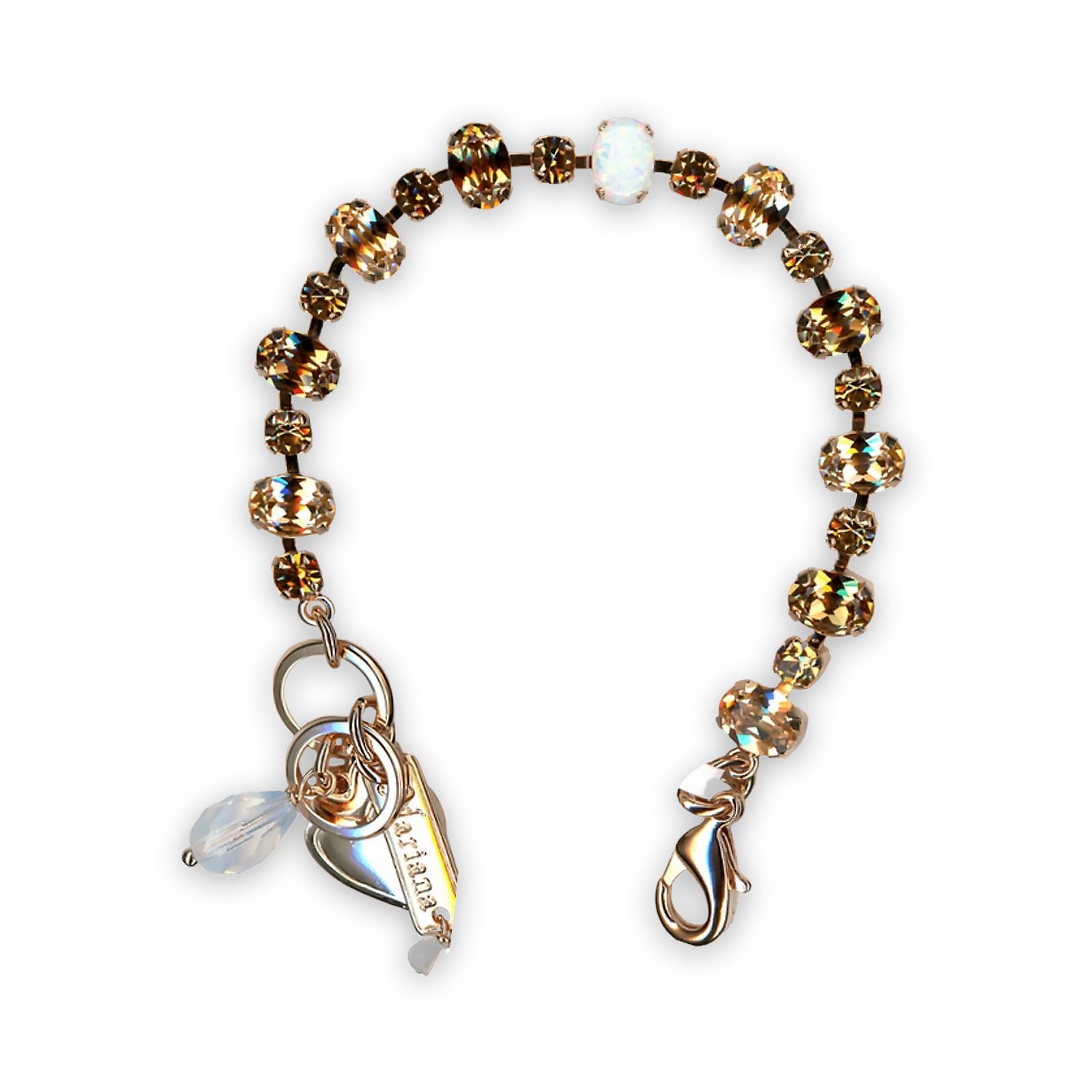 B-4508-1SO1-M11441-YG (1) Bracelet by Mariana My Treasures Coll. Exquisite Synthetic Opal Mineral, Golden Shadow, & White Opal Austrian Crystals - Image 1