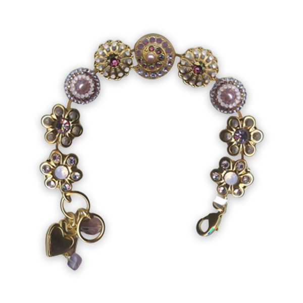 Bracelet by Mariana Elizabeth Coll. Gorgeous Lt Amethyst, Rose Opal, Topaz, Cyclamen Opal, & Pearl Swarovski Crystals