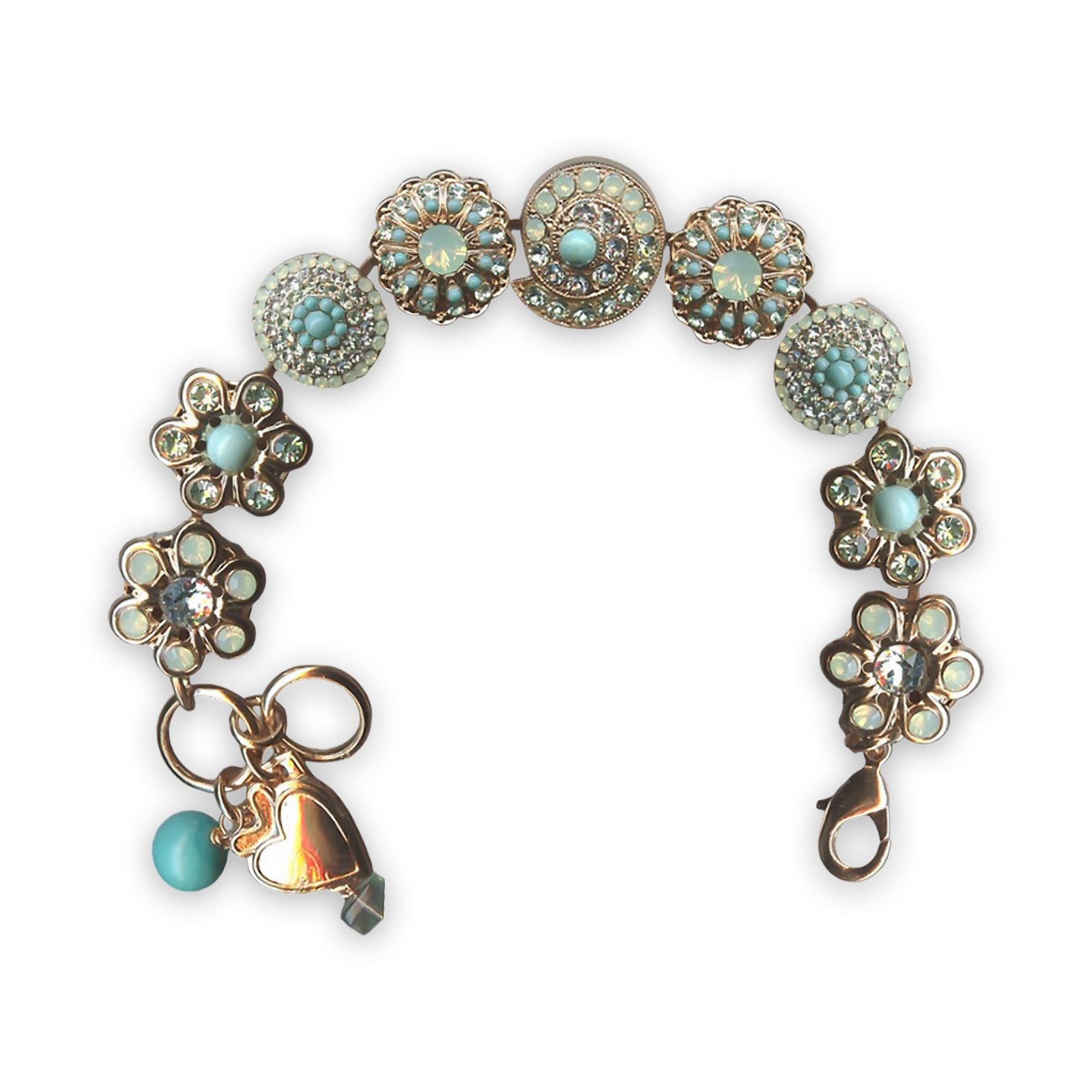B-4079-1-1065-RG (1) Bracelet by Mariana Mojito Coll. Charming Peridot, Chrysolite Opal, & Turq Swarovski Crystals - Image 1