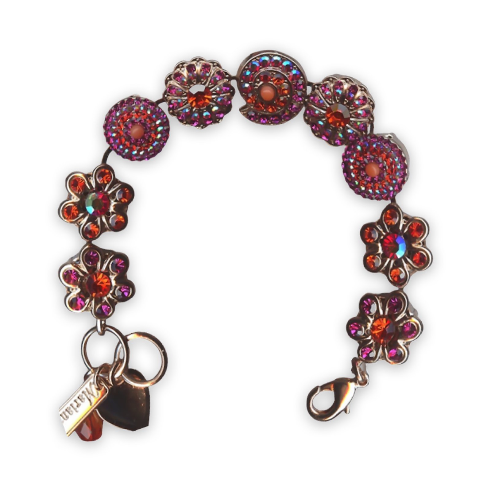 B-4079-1-1075-RG (1) Bracelet by Mariana Lady Marmalade Coll. Floral Fuchsia, Orange, Coral, & AB Swarovski Crystals - Image 1
