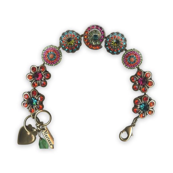 Bracelet by Mariana Tiger Lily Coll. Adorable Orange, Fuchsia, Peridot, Blue Zircon, & Olivine Swarovski Crystals