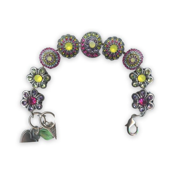 Bracelet by Mariana Cuba Coll. Adorable Fuchsia, Tanzanite, Peridot, Yellow Opal, Olivine, & Aquamarine Swarovski Crystals