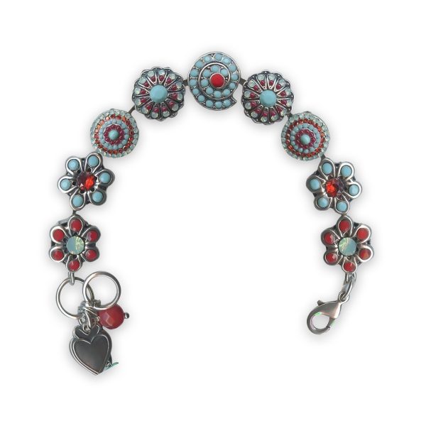 Bracelet by Mariana Moondrops Coll. Adorable Bright Red, Turq, Amber, Pacific Opal, & Red Coral Swarovski Crystals