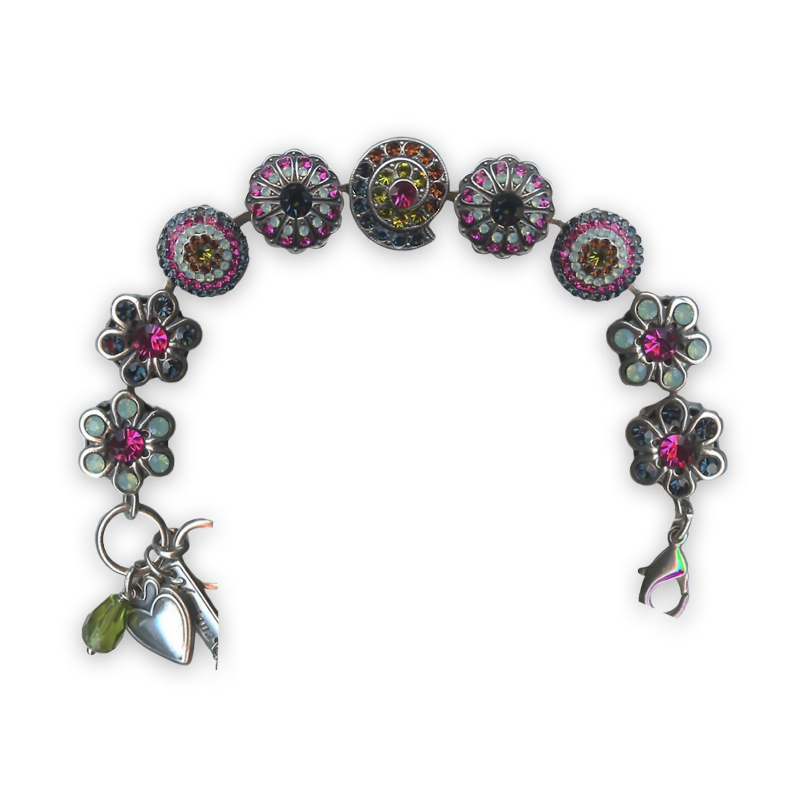 B-4079-1-4801-SP (1) Bracelet by Mariana Crown Jewels Coll. Beautiful Fuchsia, Pacific Opal, Montana Blue, Amber, & Olivine Swarovski Crystals - Image 1