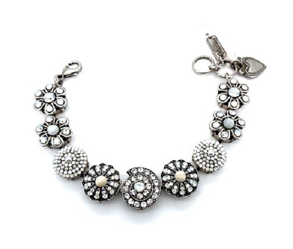 Bracelet By Mariana Woman Classy Moonstone and Shell Swarovski Crystals