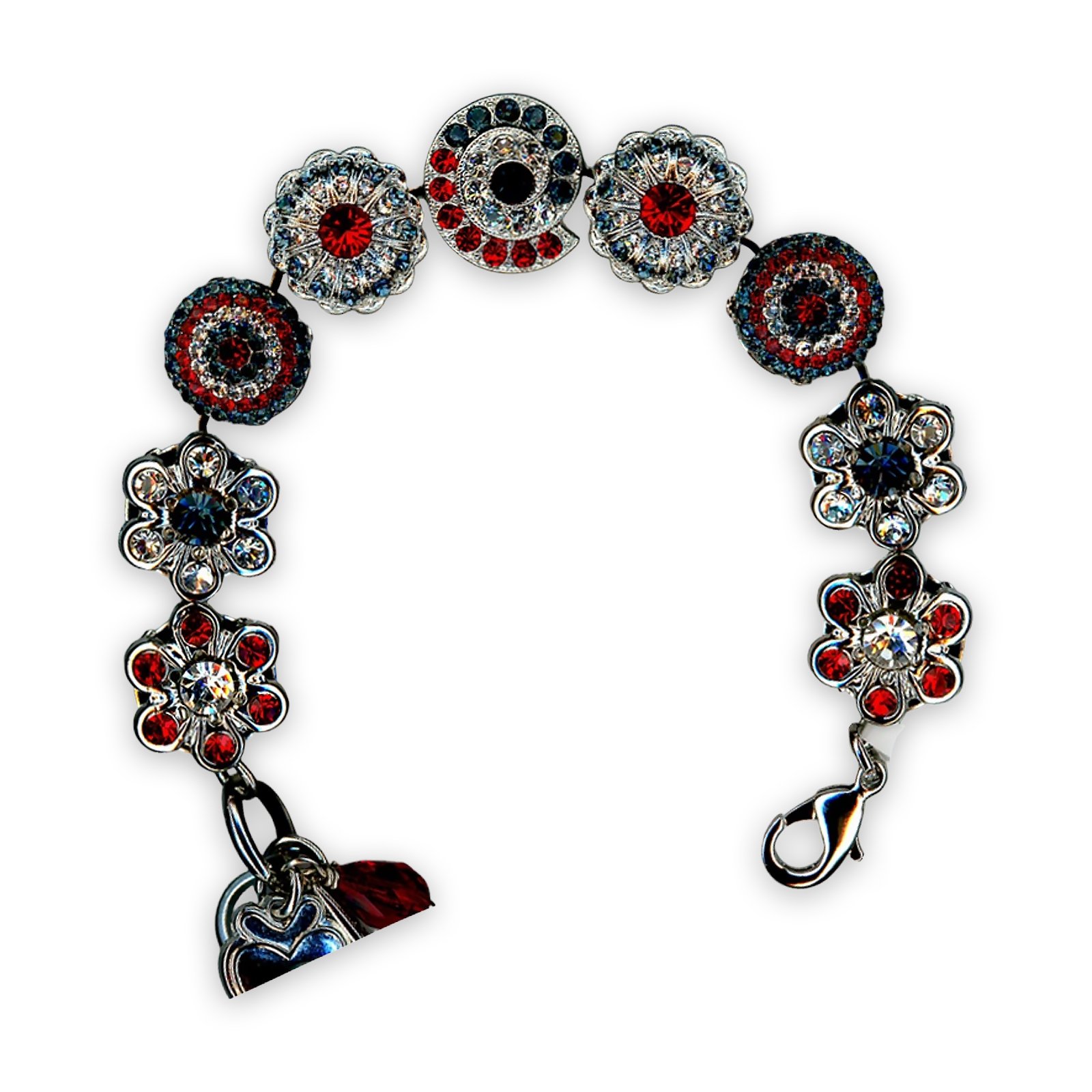 B-4079-1-8188-SP (1) Bracelet by Mariana My Treasures Coll. Gorgeous Navy Blue, Siam, & Clear Swarovski Crystals - Image 1