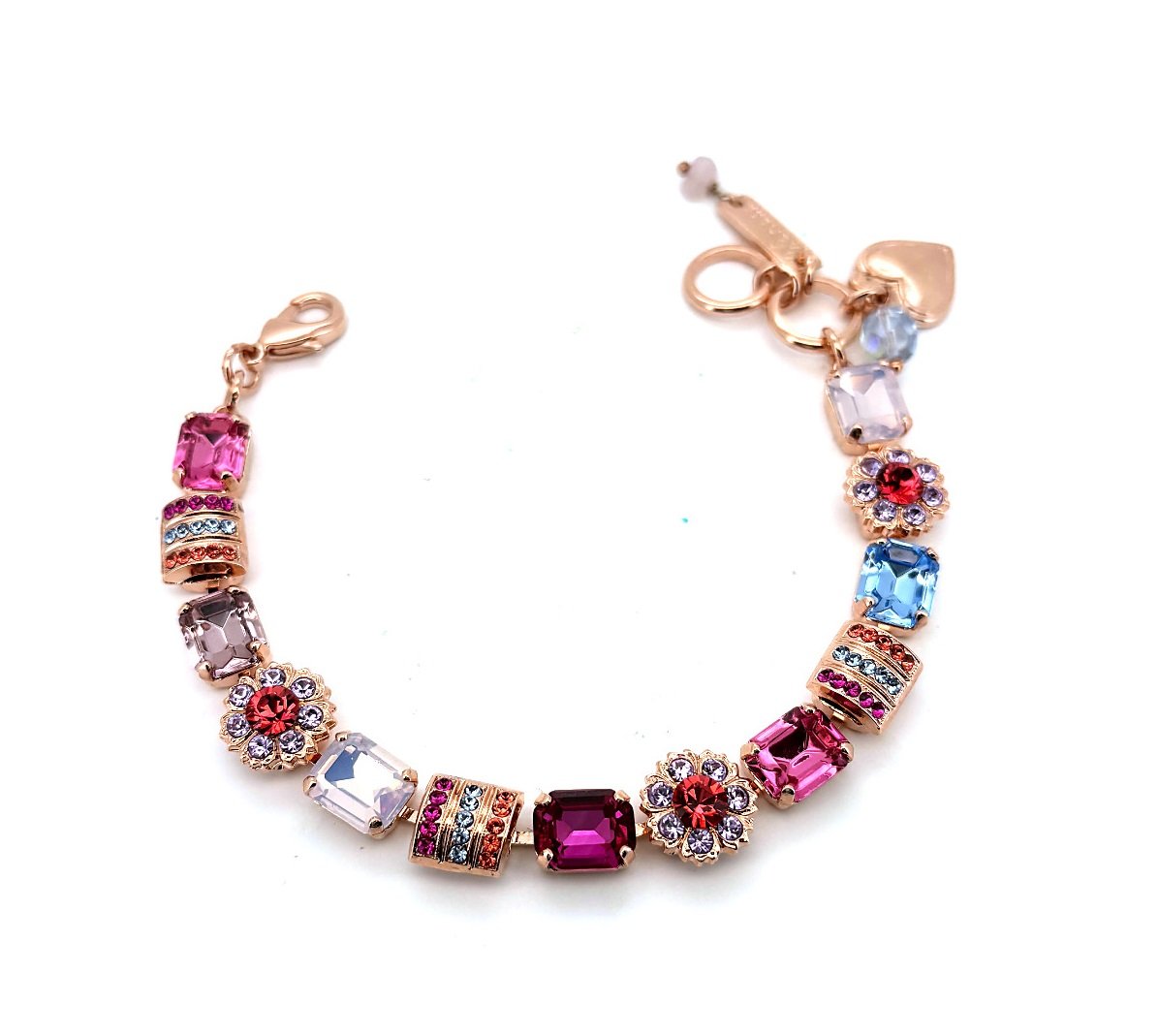 B-4099-1027-RG (3) Bracelet By Mariana Woman Stunning Sapphire and Rose Swarovski Crystals - Image 1