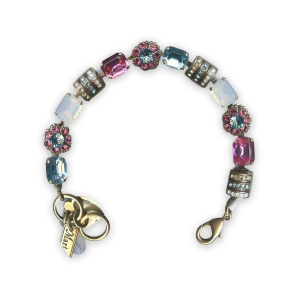 Bracelet By Mariana Woman Beautiful Aquamarine and Rose Swarovski Crystals