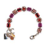 Bracelet by Mariana Lady Marmalade Coll. Stunning Padparadscha, Fuchsia, Siam, & AB Swarovski Crystals