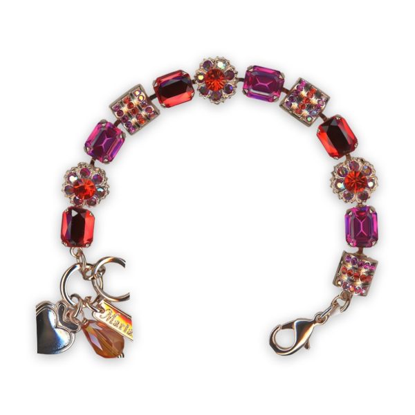 Bracelet by Mariana Lady Marmalade Coll. Stunning Padparadscha, Fuchsia, Siam, & AB Swarovski Crystals