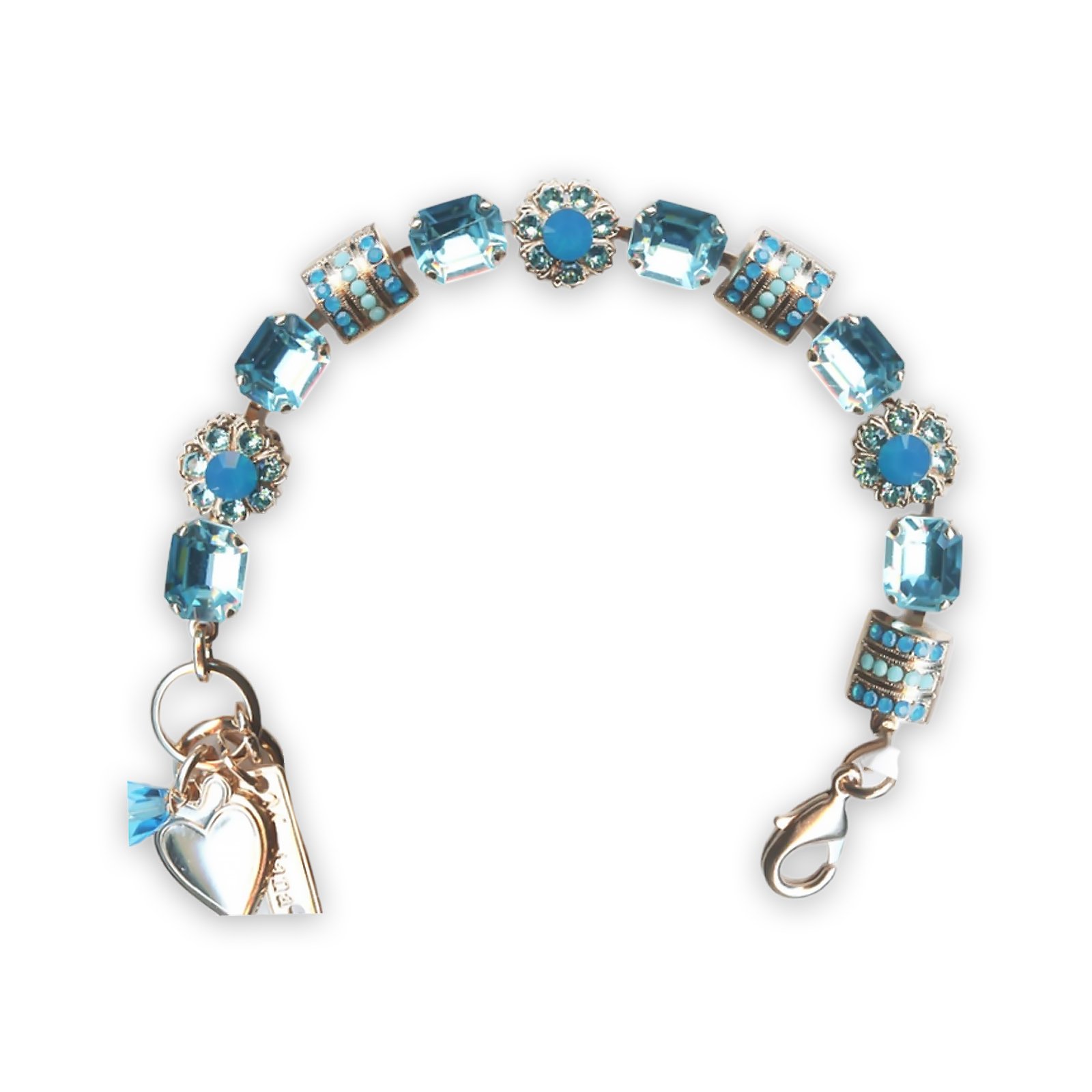 B-4099-1082-RG (1) Bracelet by Mariana Zambezi Coll. Gorgeous Aquamarine, Caribbean Blue Opal, & Turq Swarovski Crystals - Image 1