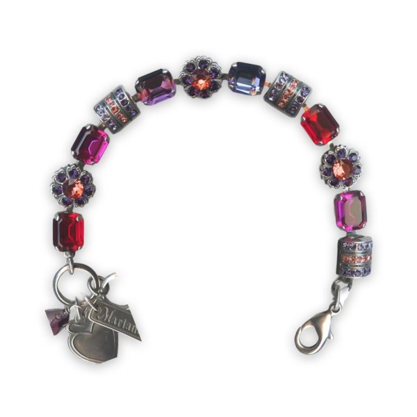 Bracelet by Mariana Xenia Coll. Alluring Ruby, Purple Velvet, Fuchsia, Tanzanite, & Peach Swarovski Crystals
