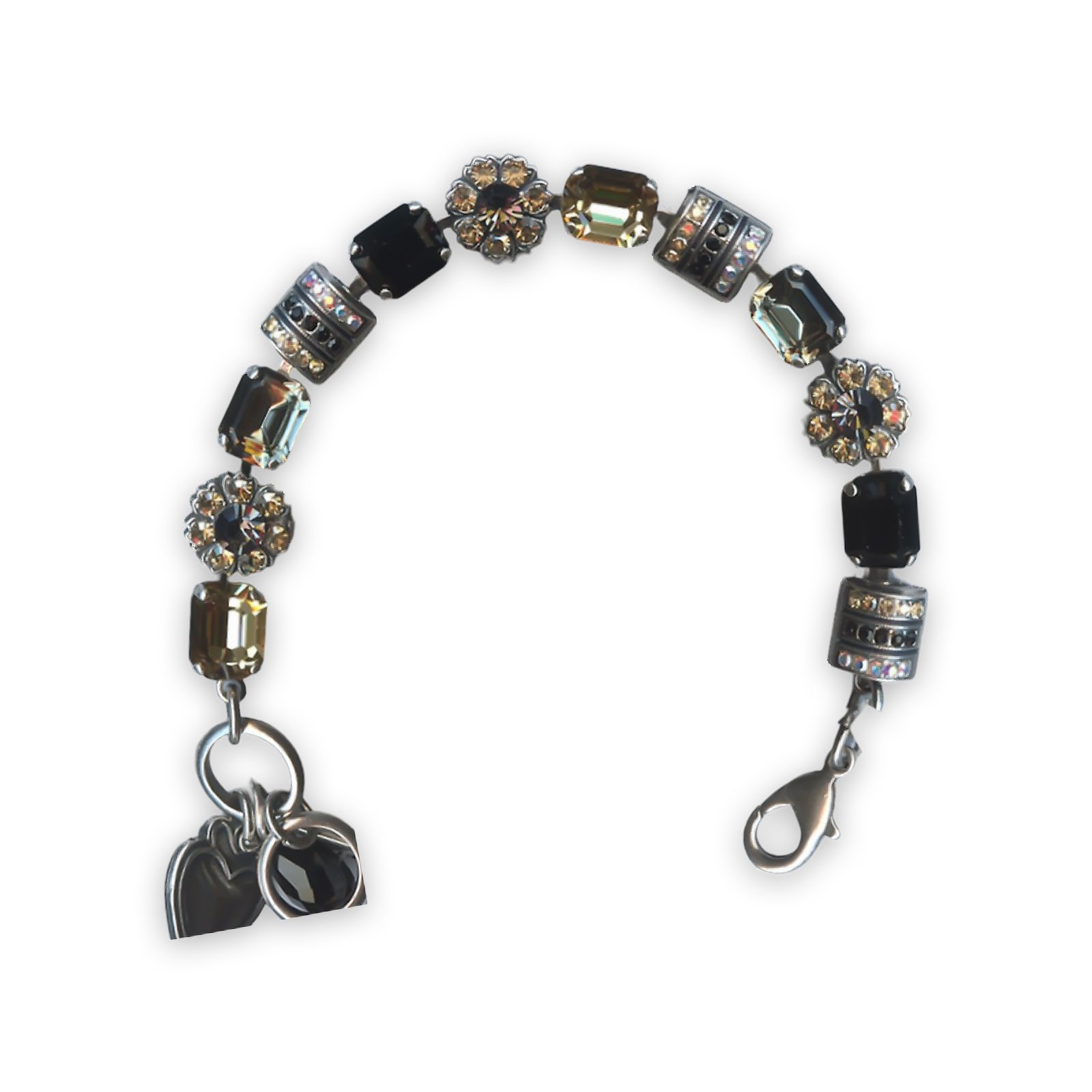 B-4099-1094-SP (1) Bracelet by Mariana Adeline Coll. Alluring Golden Shadow, Silver Night, Jet Black, & AB Swarovski Crystals - Image 1