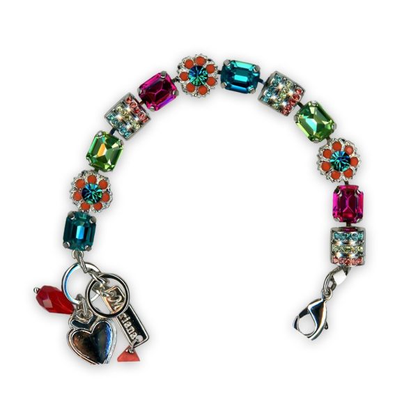 Bracelet by Mariana Romancing In Rio Coll. Fab Blue Zircon, Peridot, Coral, Fuchsia, & Rose Peach Swarovski Crystals