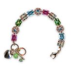 Bracelet by Mariana Afternoon in Amsterdam Coll. Sassy Rose, Aquamarine, & Chrysolite Swarovski Crystals