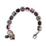 Bracelet by Mariana Peppermint Coll. Glamorous Jet Black, Silver Night, & Lt Rose Swarovski Crystals