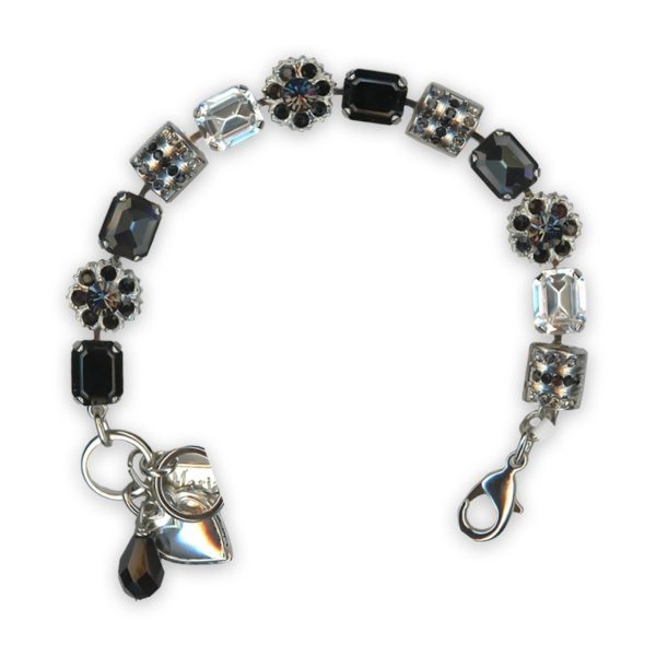 Bracelet By Mariana Woman Exquisite Jet and Silver Night Swarovski Crystals
