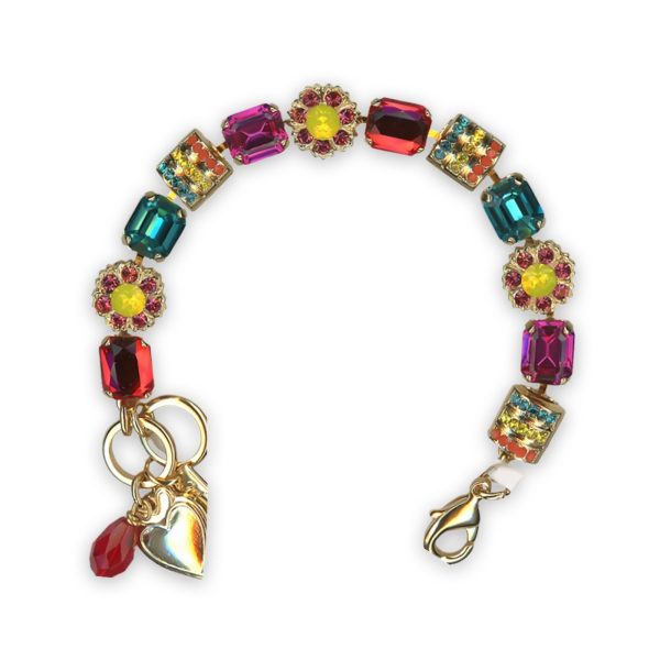 Bracelet by Mariana Poppy Coll. Beautiful Vivid Red, Fuchsia, Yellow Opal, Teal, Yellow, & Coral Swarovski Crystals