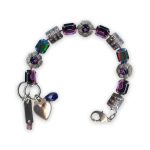 Bracelet by Mariana Desire Coll. Fab Floral Purple Velvet, Cyclamen Opal, & AB Swarovski Crystals