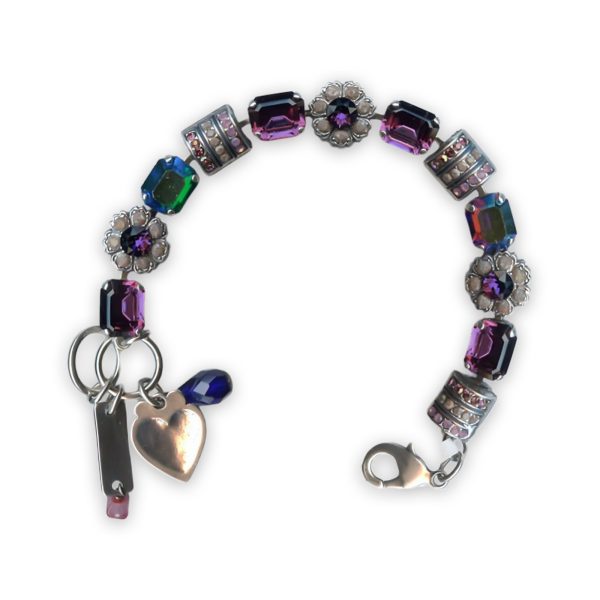Bracelet by Mariana Desire Coll. Fab Floral Purple Velvet, Cyclamen Opal, & AB Swarovski Crystals