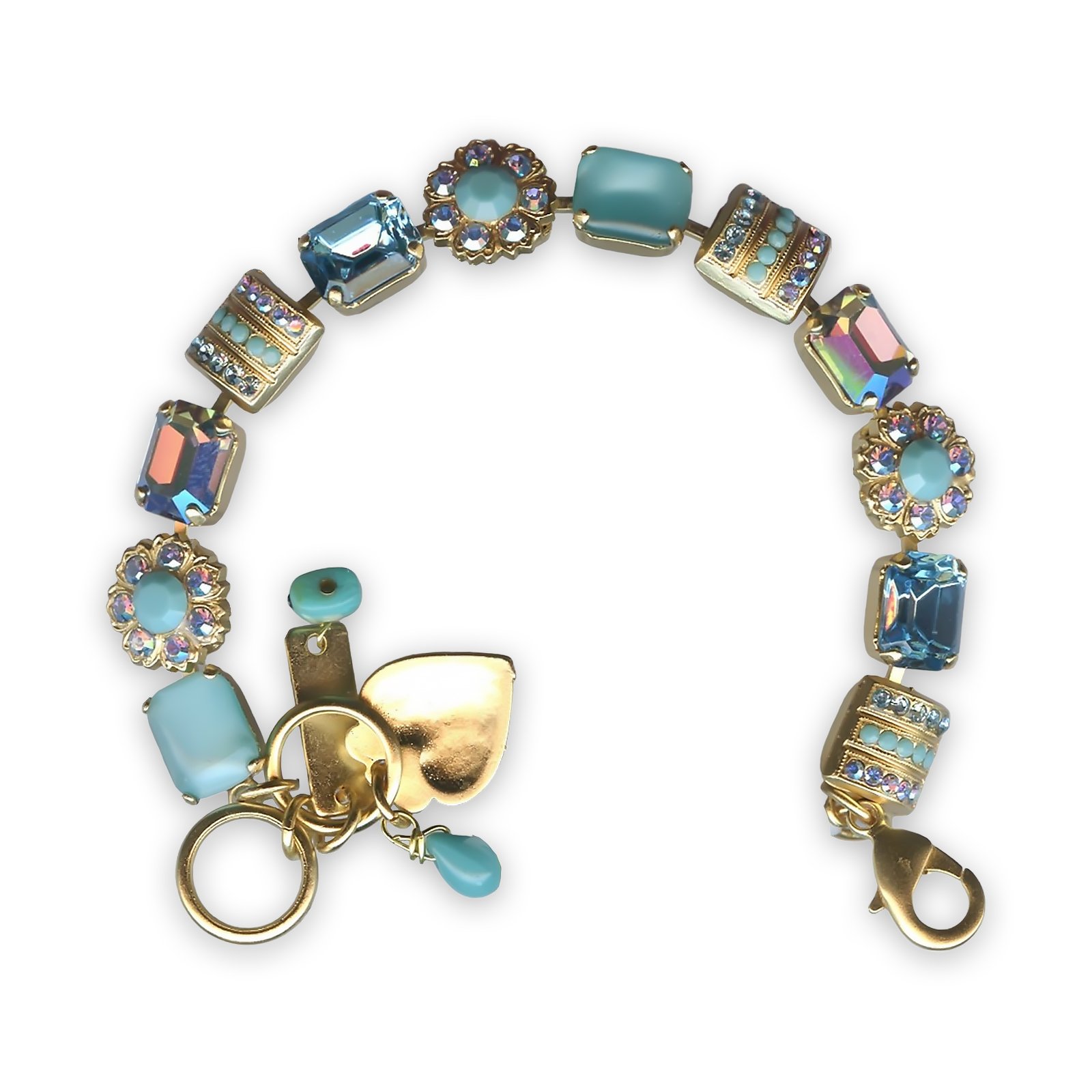 B-4099-2672-YG (1) Bracelet by Mariana Bliss Coll. Timeless Turq, Aquamarine, & AB Swarovski Crystals - Image 1