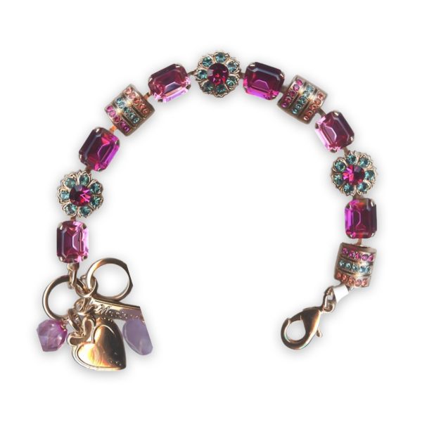 Bracelet by Mariana Sorbet Coll. Lovely Indian Pink, Lt Rose, Aquamarine, & Peach Swarovski Crystals