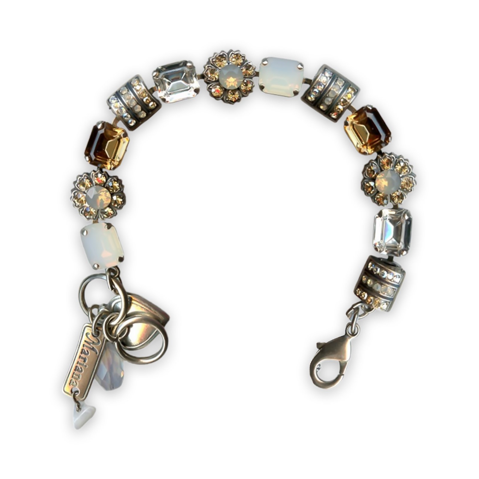 B-4099-391100-SP (1) Bracelet by Mariana Champagne and Caviar Coll. Timeless White Opal, Champagne, & Clear Swarovski Crystals - Image 1