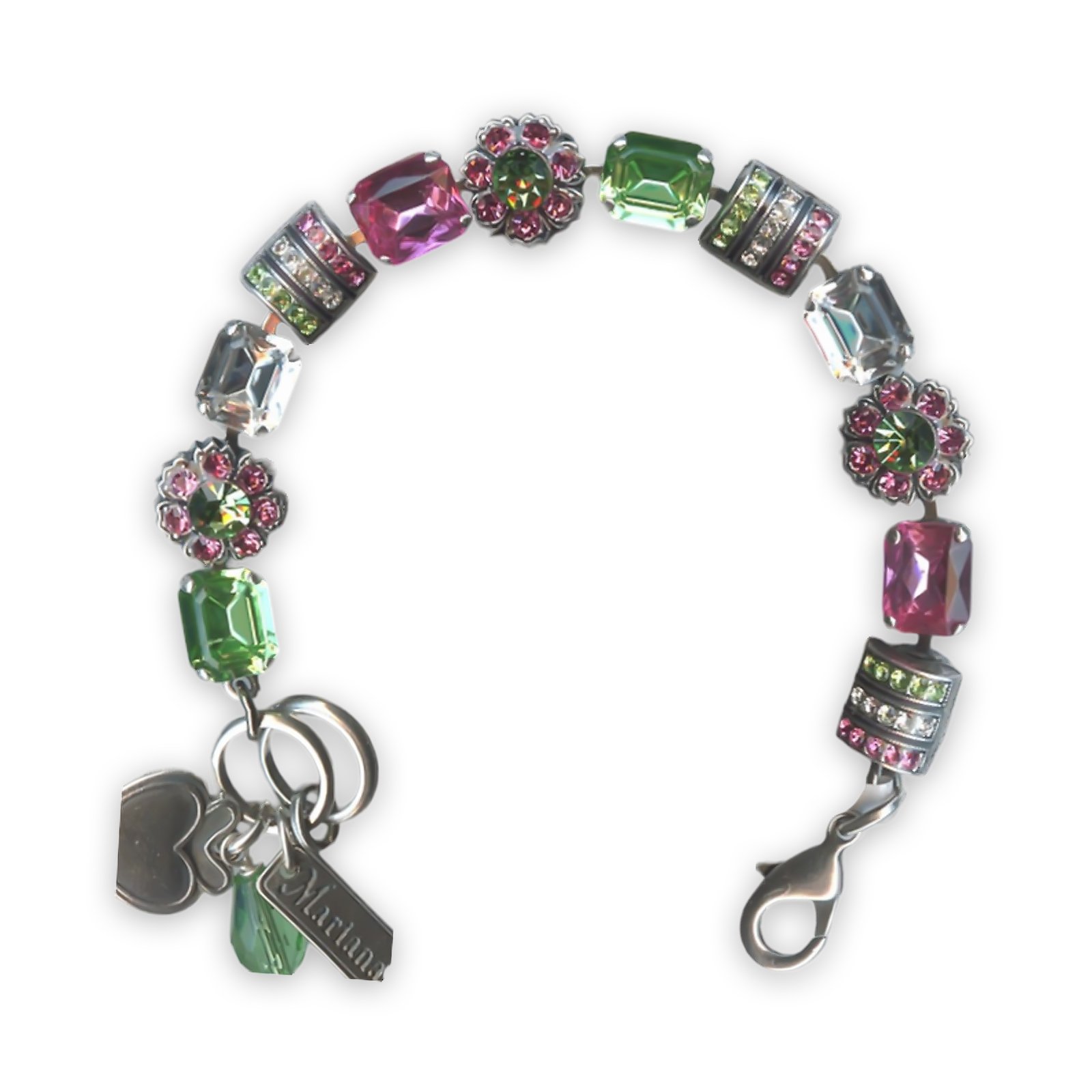 B-4099-941-SP (1) Bracelet by Mariana My Treasures Coll. Adorable Peridot, Rose, & Clear Swarovski Crystals - Image 1