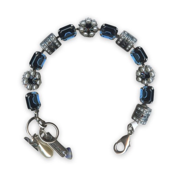 Bracelet by Mariana My Treasures Coll. Sophisticated Pearl Mineral & Montana Blue Swarovski Crystals