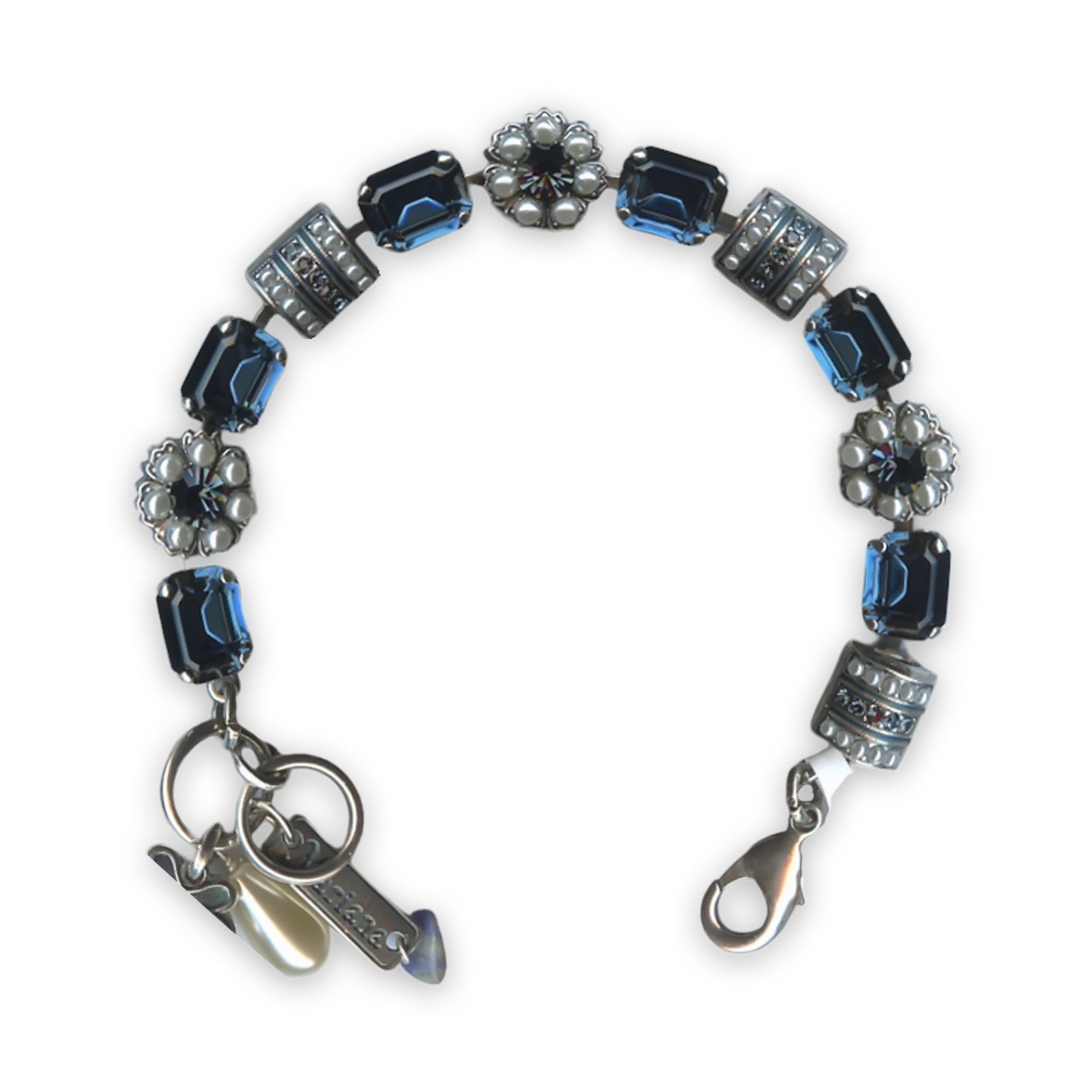 B-4099-M48207-SP (1) Bracelet by Mariana My Treasures Coll. Sophisticated Pearl Mineral & Montana Blue Swarovski Crystals - Image 1