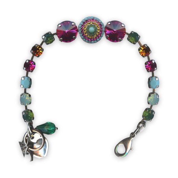 Bracelet by Mariana Happy Days Coll.  Adorable Fuchsia, Fern Green, Chrysolite Opal, Topaz, & Turq Swarovski Crystals