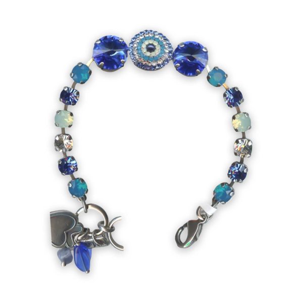 Bracelet by Mariana Zhang Coll. Elegant Royal Blue, Caribbean Blue Opal, Chrysolite Opal, & Clear Swarovski Crystals