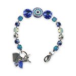 Bracelet by Mariana Zhang Coll. Elegant Royal Blue, Caribbean Blue Opal, Chrysolite Opal, & Clear Swarovski Crystals - Image 2