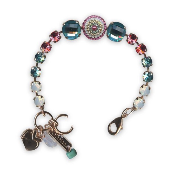 Bracelet by Mariana Margarita Coll. Beautiful Aquamarine, Rose, White Opal, & Jonquil Swarovski Crystals