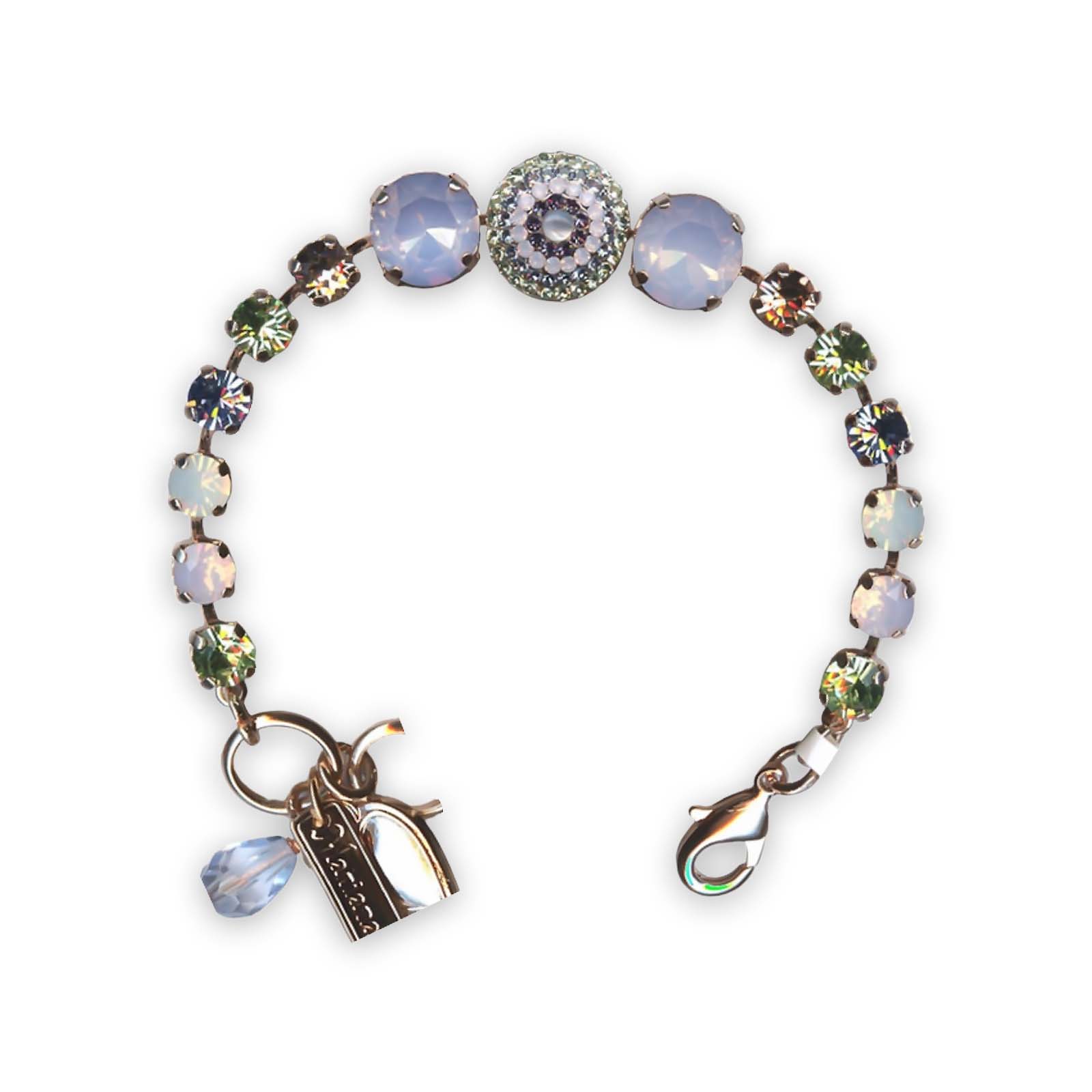 B-4193-1067-RG (1) Bracelet by Mariana California Dreaming Coll. Lovely Chrysolite, Pink Opal, White Opal, Lt Sapphire, & Vintage Rose Swarovski Crystals - Image 1
