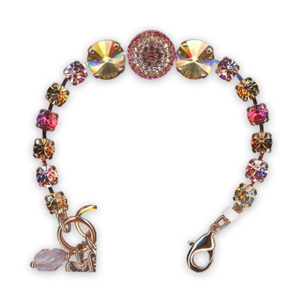 Bracelet by Mariana Gingerbread Coll. Elegant Golden Shadow, Lt Rose, Lt Smoked Topaz, & Indian Pink Swarovski Crystals