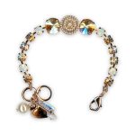 Bracelet by Mariana Meet Me in Marseille Coll. Timeless Golden Shadow, Lt Peach, White Opal, & Pearl Swarovski Crystals