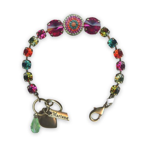 Bracelet by Mariana Tiger Lily Coll. Sassy Fuchsia, Hyacinth, Olivine, Blue Zircon, & Chrysolite Swarovski Crystals