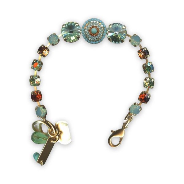 Bracelet by Mariana Rising Sun Coll. Fab Chrysolite, Turq, Pacific Opal, & Dark Amber Swarovski Crystals