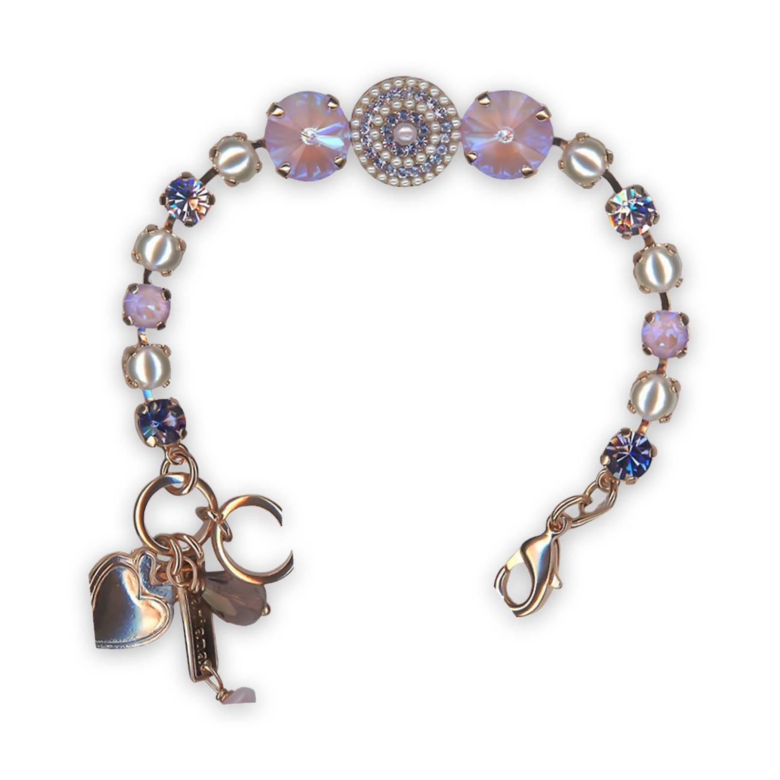 B-4193-139-10-RG (1) Bracelet by Mariana Romance Joy Of Life Coll. Shimmering Sun Kissed Lavender, Tanzanite, & Pearl Swarovski Crystals - Image 1