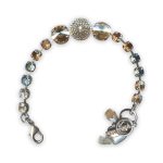 Bracelet by Mariana Moondrops Coll. Elegant Champagne, Amber, & Pale Blue Swarovski Crystals