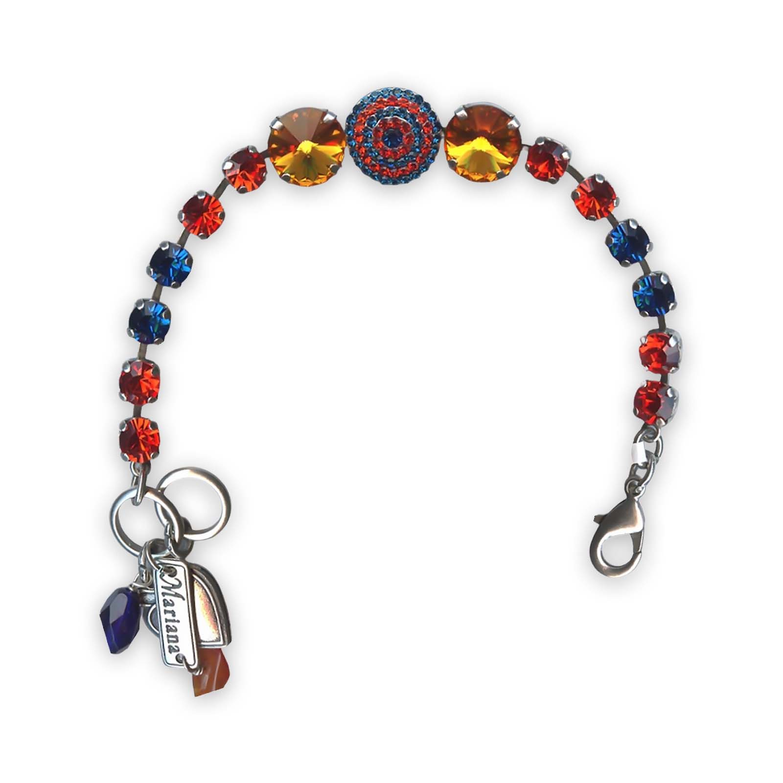 B-4193-236-4-SP (1) Bracelet by Mariana My Treasures Coll. Stunning Hyacinth, Sapphire, & Orange Swarovski Crystals - Image 1