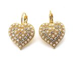 Earrings By Mariana Woman Heart Shape Pearl and Golden Swarovski Crystals - Image 3