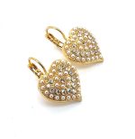 Earrings By Mariana Woman Heart Shape Pearl and Golden Swarovski Crystals - Image 2