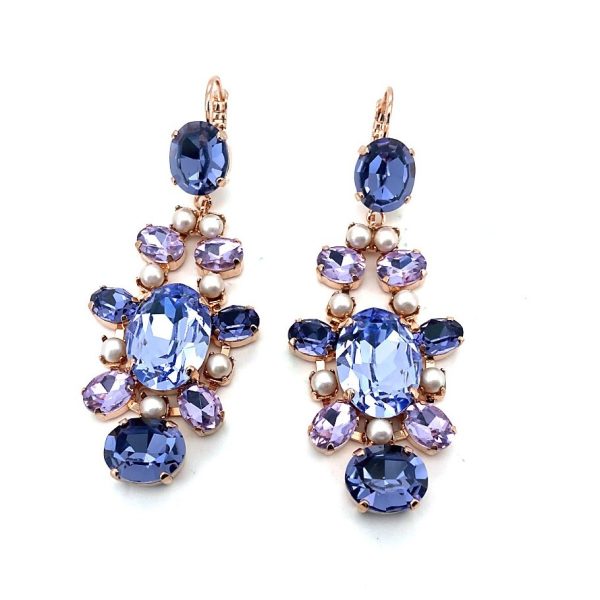 Earrings By Mariana Romance Joy Of Life Coll. Violet, Violet Opal, & Pearl Swarovski Crystals